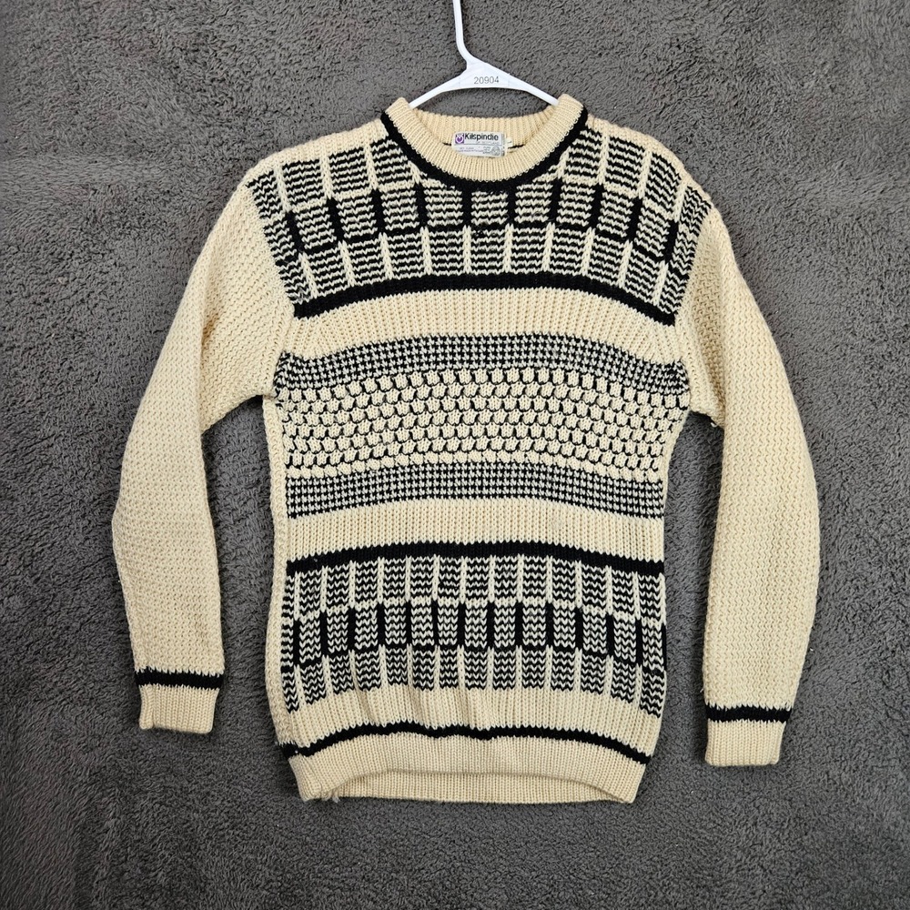 Kilspindie of Scotland Mens Large Wool Sweater Vintage Made in Scotland Cream